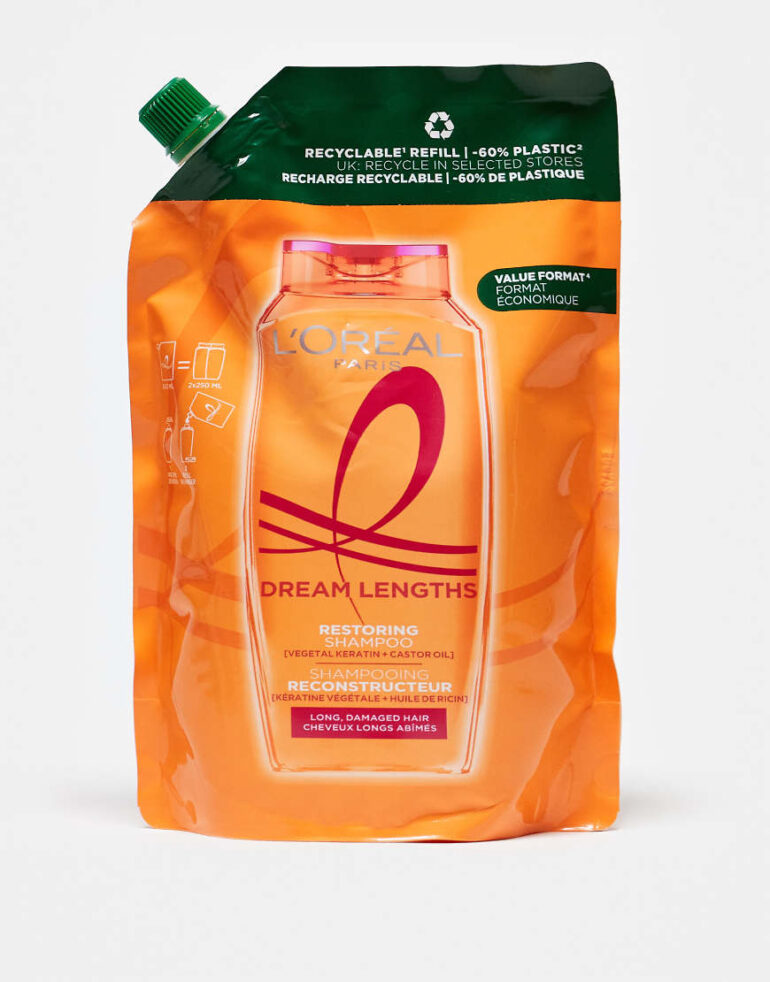 L'Oreal Paris Elvive Dream Lengths Restoring Shampoo Refill Pouch 500ml-No colour