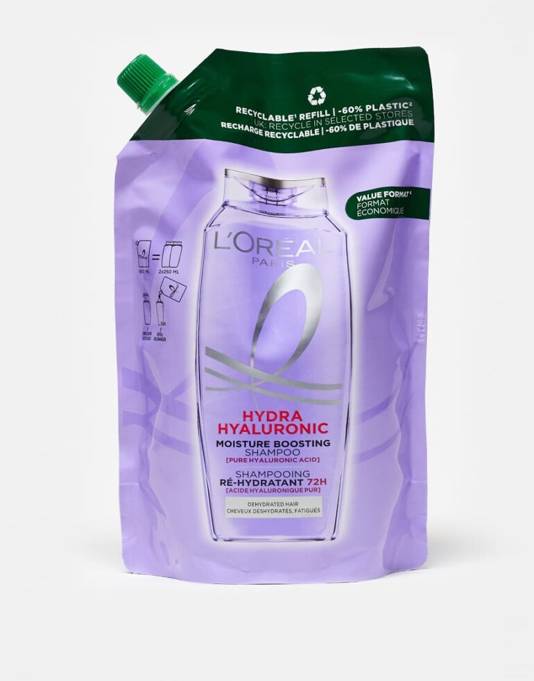 L'Oreal Paris Elvive Hydra Hyaluronic Moisture Boosting Shampoo Refill Pouch 500ml-No colour