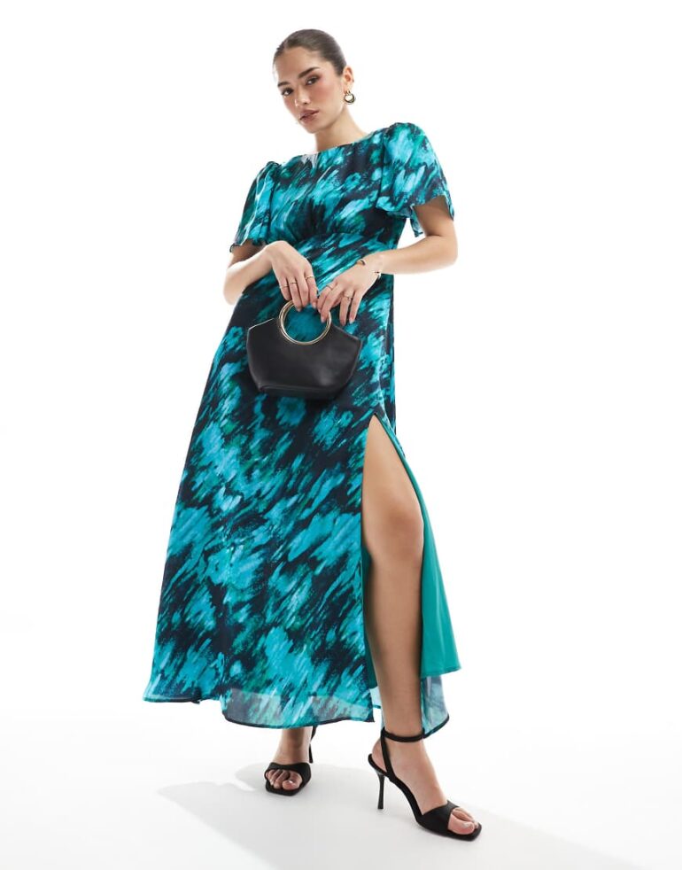 Lovedrobe Marble short sleeve midaxi dress in multi