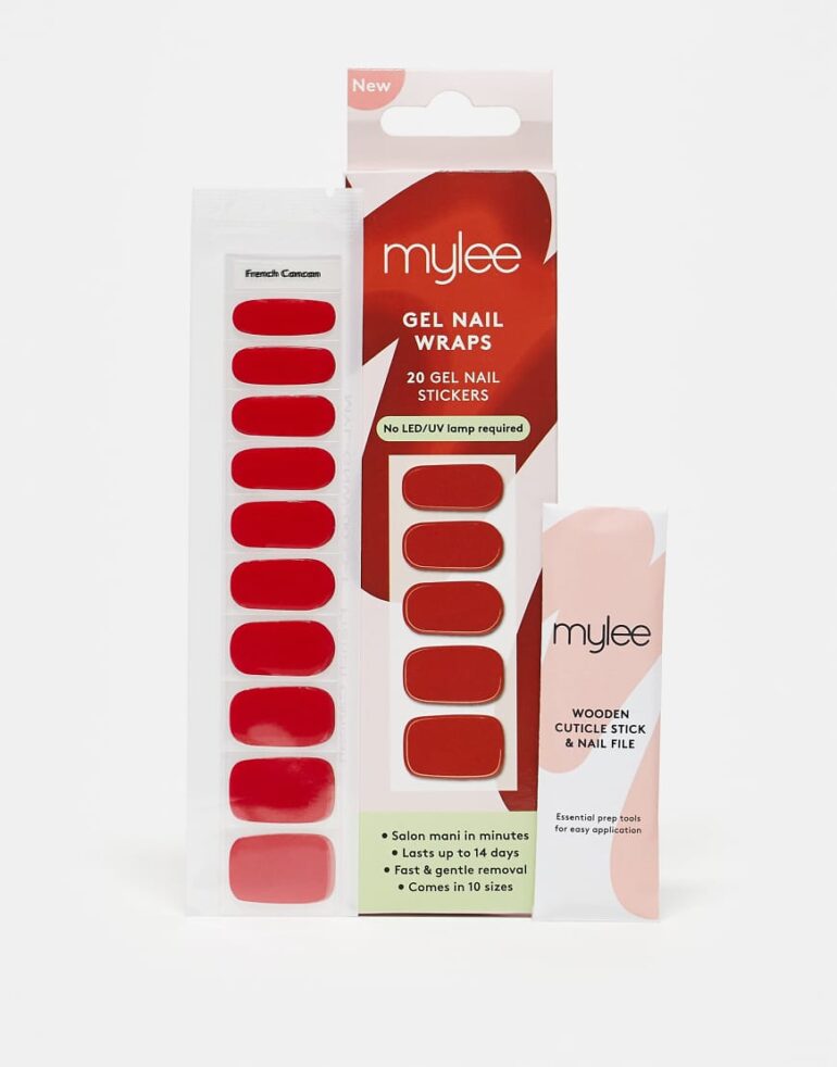 Mylee Gel Nail Wraps French Cancan-Red