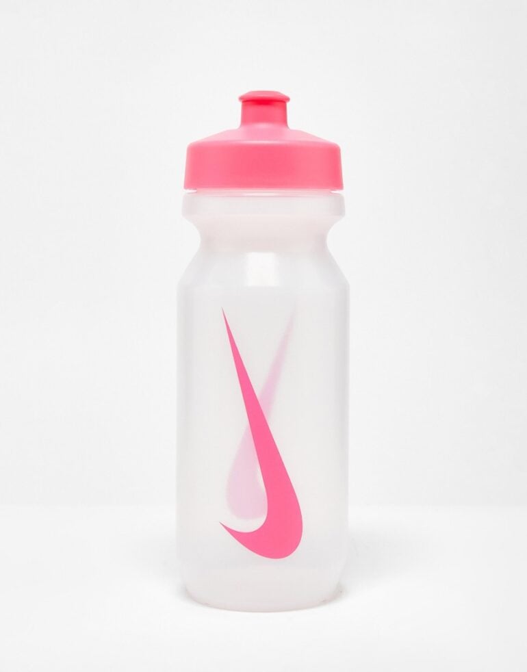 Nike Training Big Mouth 2.0 625ml water bottle in clear with pink swoosh-White