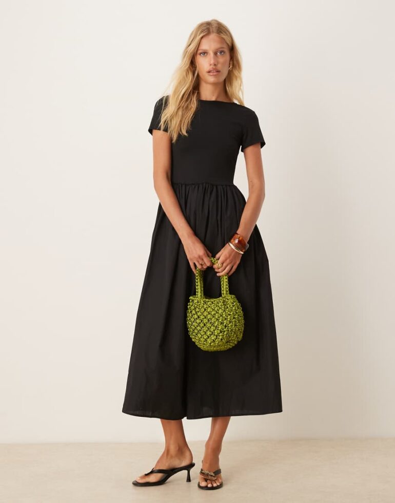 Nobody's Child Sarah scoop back midi dress in black
