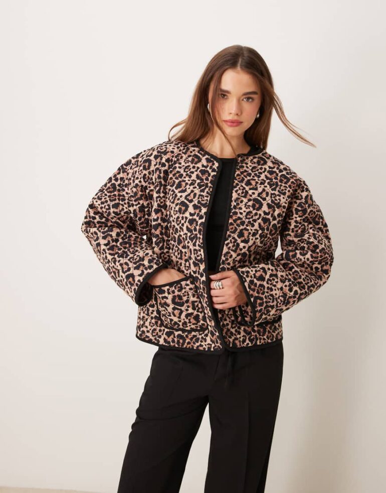 Nobody's Child quilted jacket in leopard print-Multi