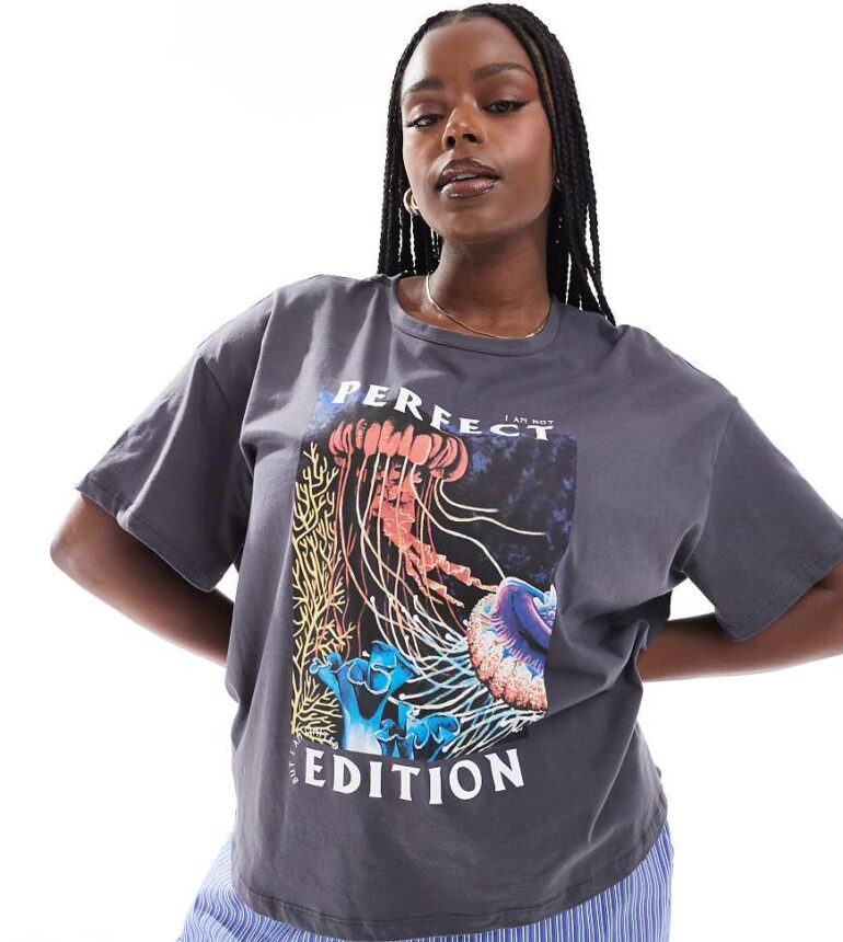 Noisy May Curve t-shirt with perfect print in black
