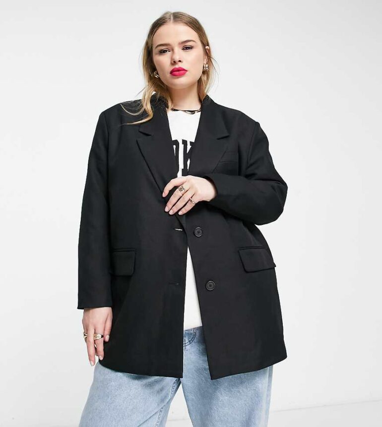 Noisy May Curve tailored blazer in black