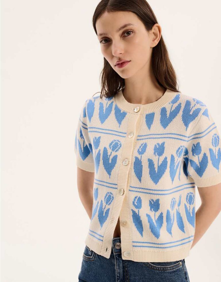 OMNES Lulu Floral Cardigan in omnes-White