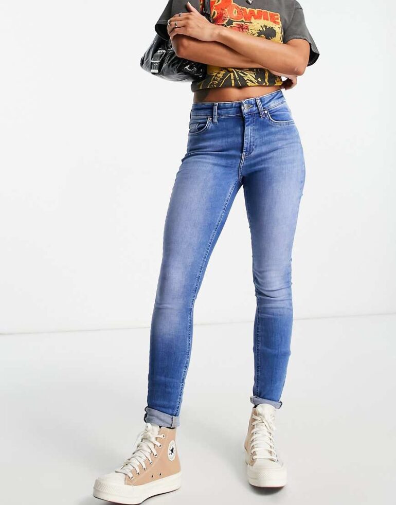 ONLY Blush mid rise skinny jean in mid blue