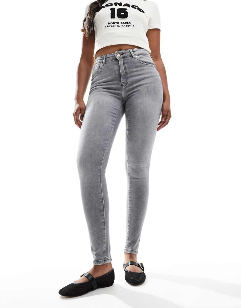 ONLY push up skinny jeans in grey wash