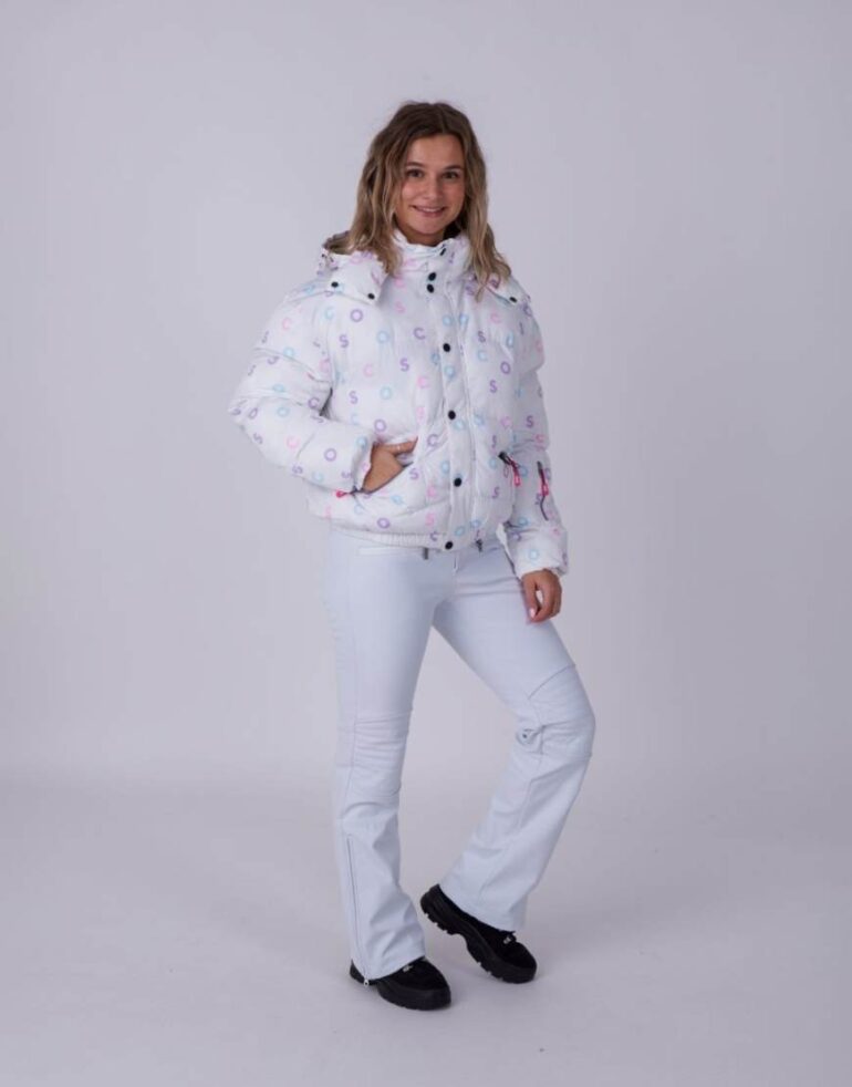 OOSC White oosc print chic puffer jacket in white