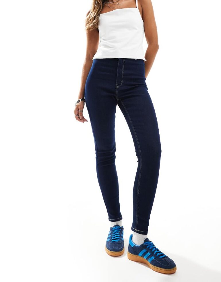Pimkie skinny high waisted jeans in indigo-Navy