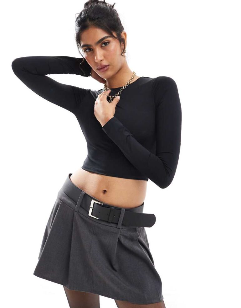 Pull & Bear polyamide sculpt twist back detail top in black