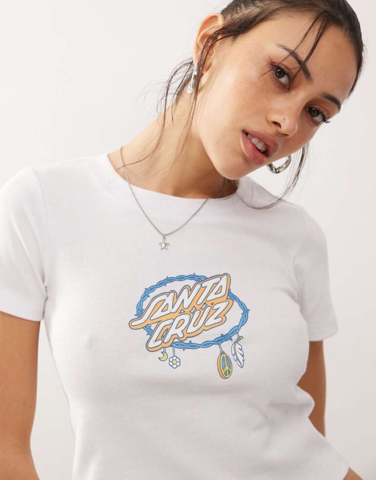 Santa Cruz baby t-shirt with logo chest print-White