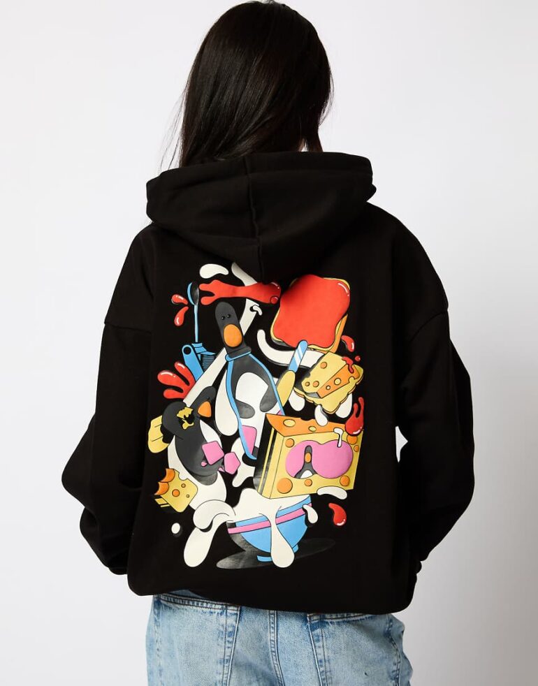 Skinnydip London Aardman Feathers Hoodie in Black