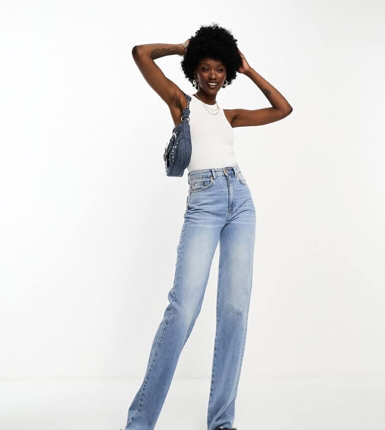 Stradivarius Tall 90s dad jean in vintage blue