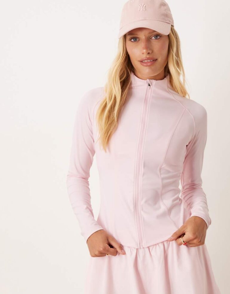 Tala DayFlex zip through running jacket in pale pink