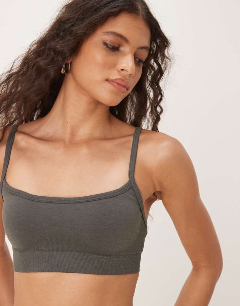 Tala Sculpt seamless bandeau sports bra in dark olive-Black