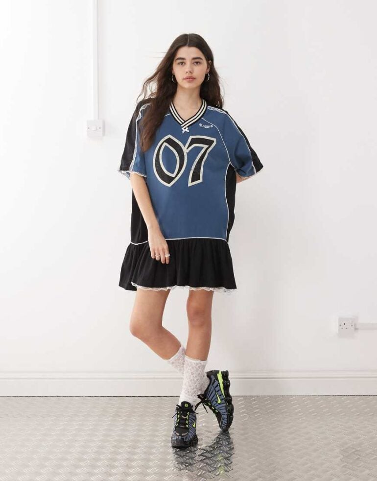 The Ragged Priest oversized t-shirt dress in blue