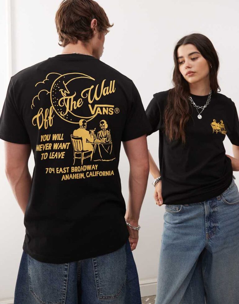 Vans fine dining graphic back print t-shirt in black