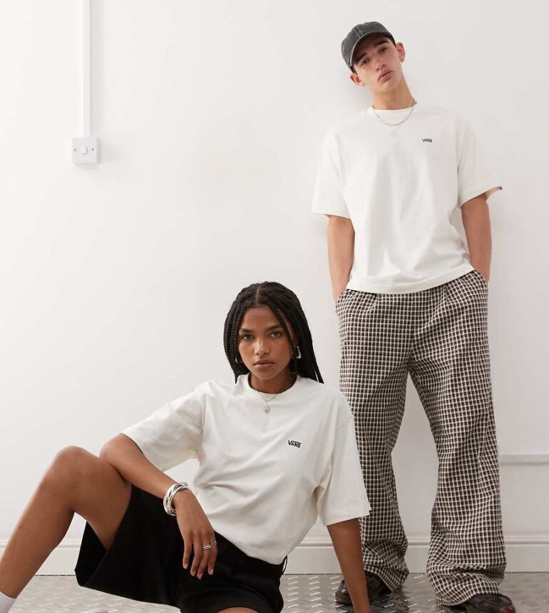 Vans left chest logo oversized t-shirt in off white - Exclusive to ASOS