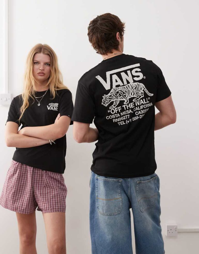 Vans sneaky graphic back print t-shirt in black