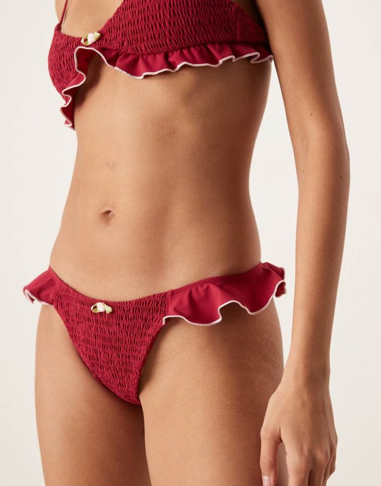 Wild Lovers Cherry Blossom bikini bottom in red