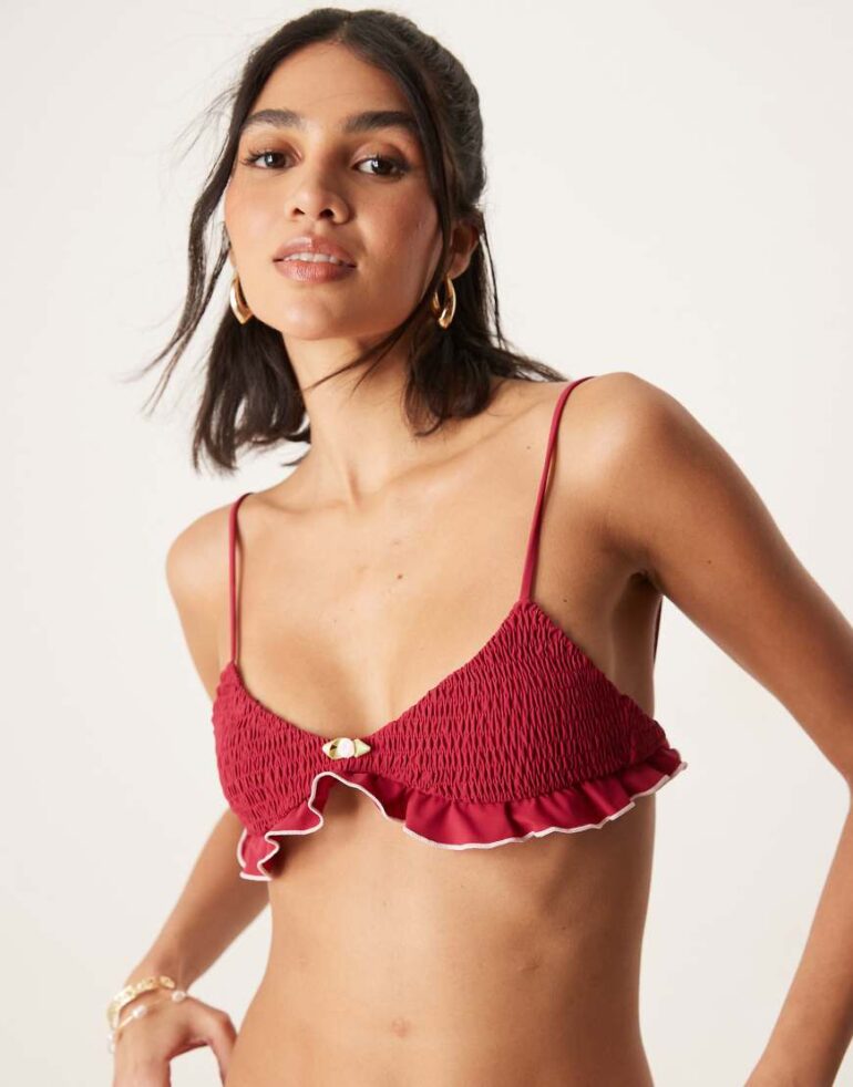 Wild Lovers Cherry Blossom bikini top in red