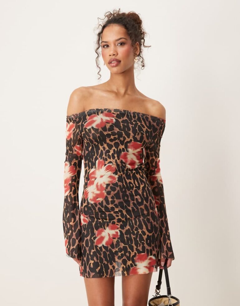 Wild Lovers Oasis mini beach dress in leopard floral-Multi