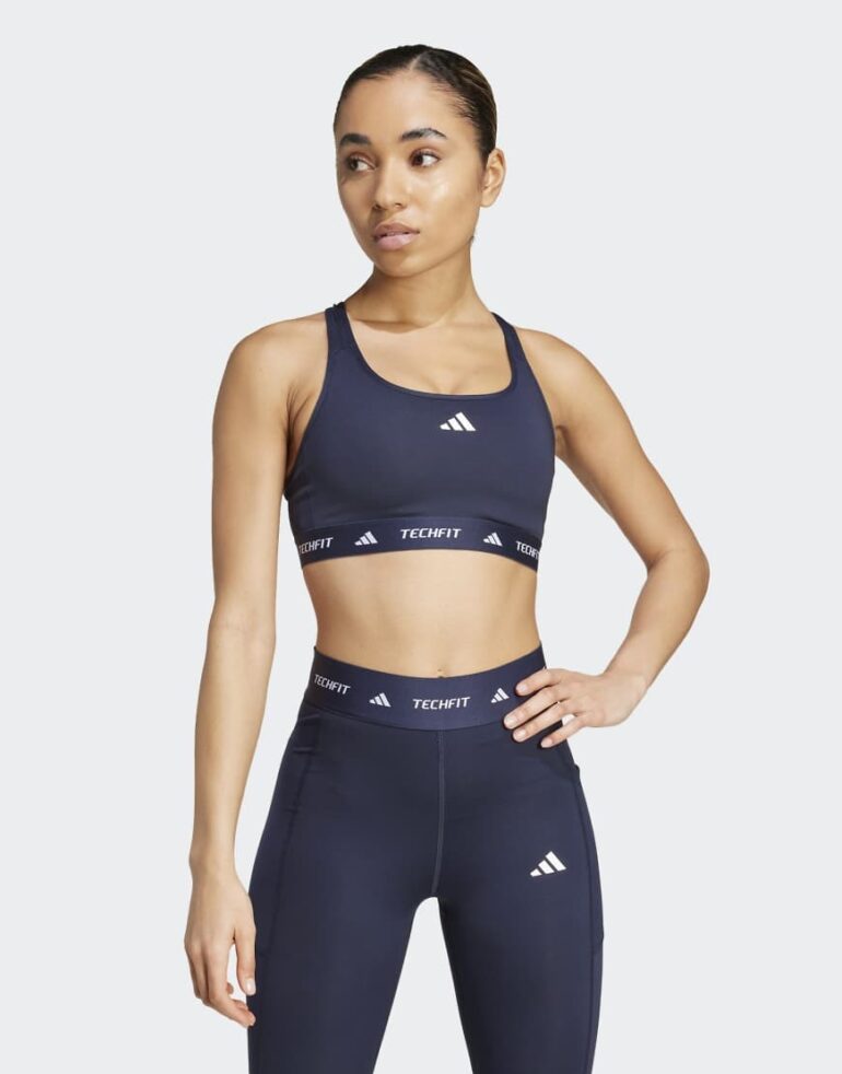adidas performance Techfit bra in legend ink-Black