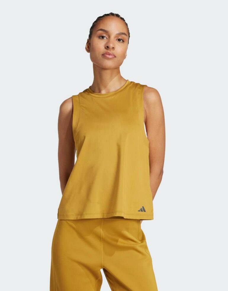 adidas performance Yoga tank top in preloved bronze-Brown