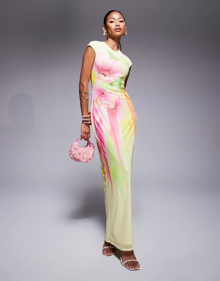 AFRM maxi dress in lemon floral-Yellow