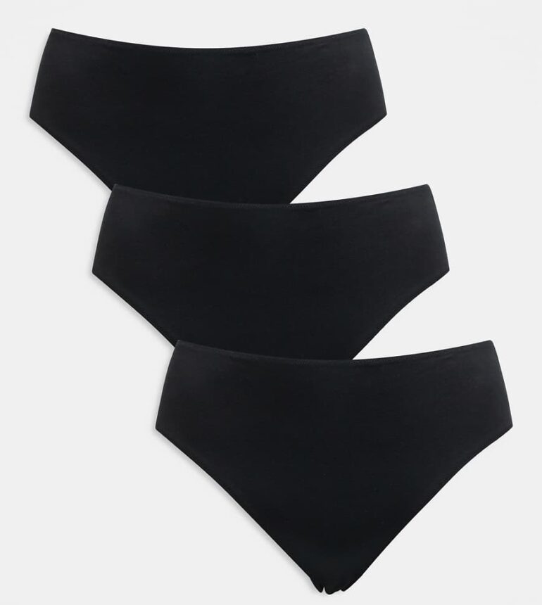 ASOS DESIGN 3 pack high waist knicker in black