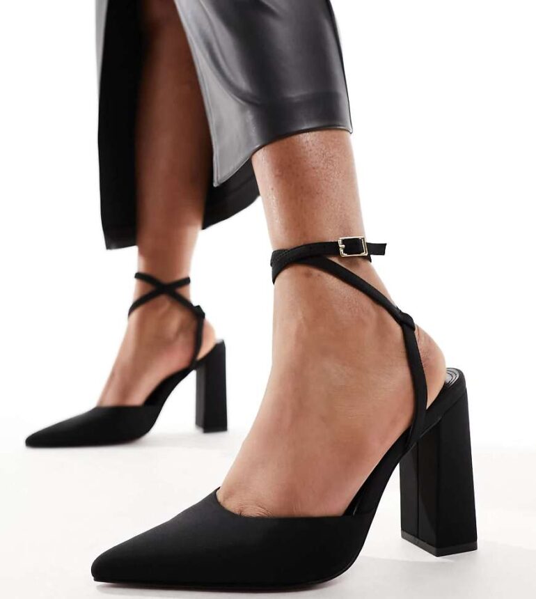 ASOS DESIGN Wide Fit Paige high block heels in black
