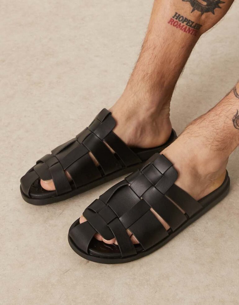 ASOS DESIGN fisherman mule sandals in black