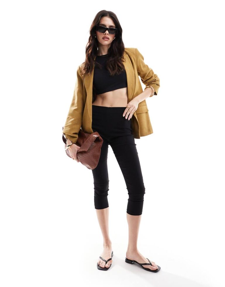 ASOS DESIGN relaxed blazer with linen in olive-Green