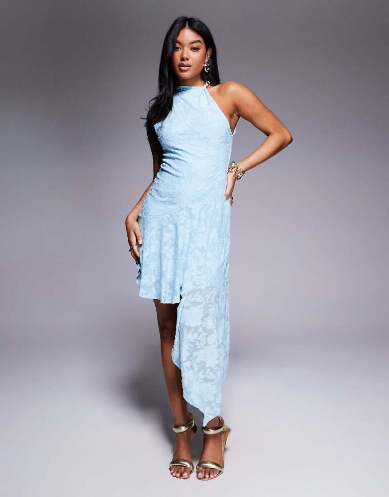 ASOS DESIGN sleeveless with asymmetric skirt mini dress in blue