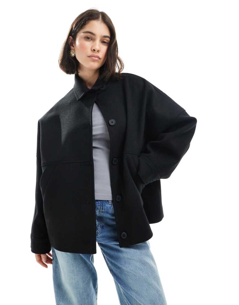 ASOS DESIGN slouchy formal harrington jacket in black