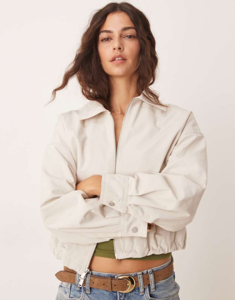 Abercrombie & Fitch clean utility jacket in beige-Neutral