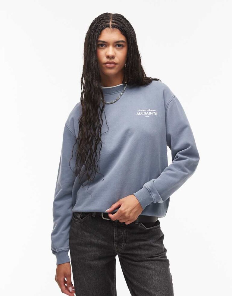 Allsaints soleil etta sweat in flint stone blue