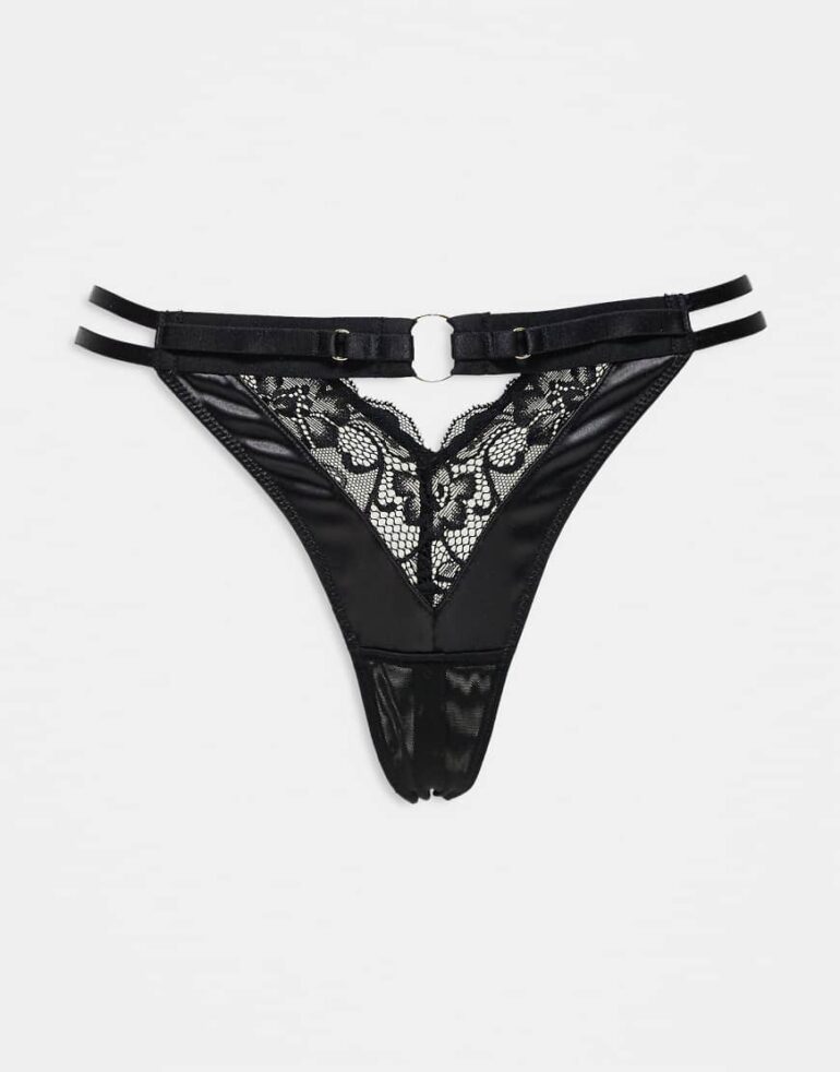 Ann Summers Undisputed crotchless thong in black