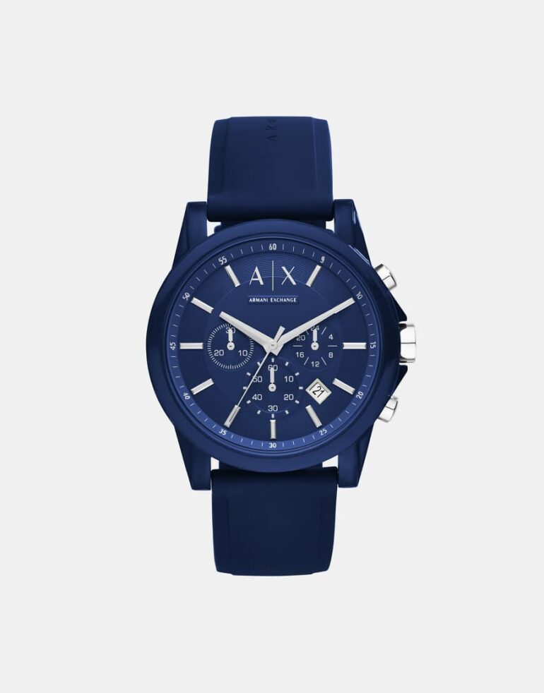 Armani Exchange AX1327 Chronograph Silicone Watch In Blue