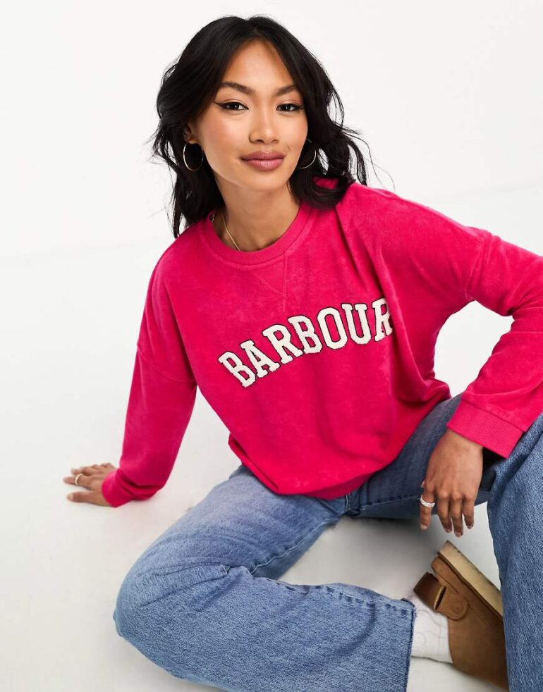 Barbour Bracken logo sweatshirt in bright pink