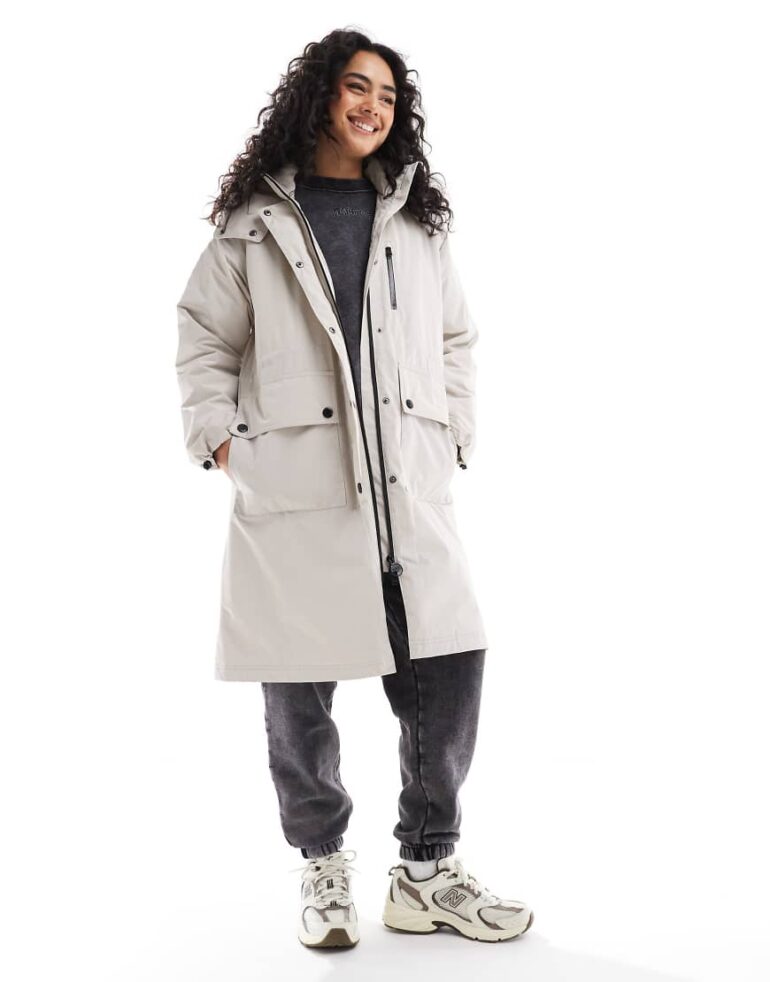 Barbour International Kaylee insulated showerproof coat in cream-White