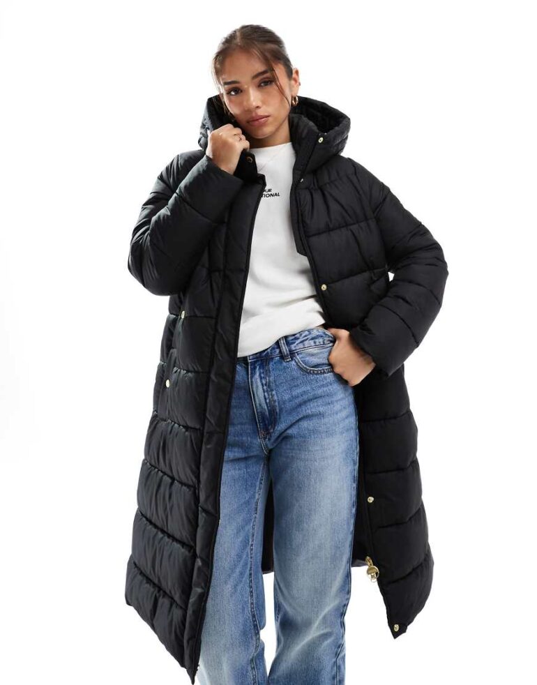 Barbour International longline barron puffer in black