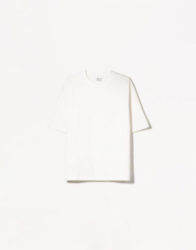 Bershka oversized short sleeve heavy cotton t-shirt in white
