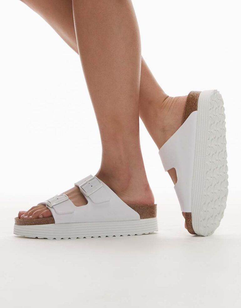 Birkenstock Papillio Arizona flex platform sandal in white