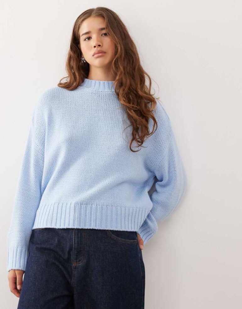 COLLUSION icy blue knitted throw on jumper