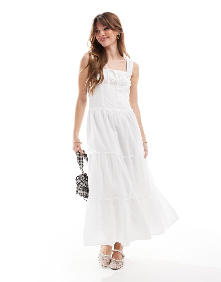 Cotton On Aria corset detail maxi dress in white