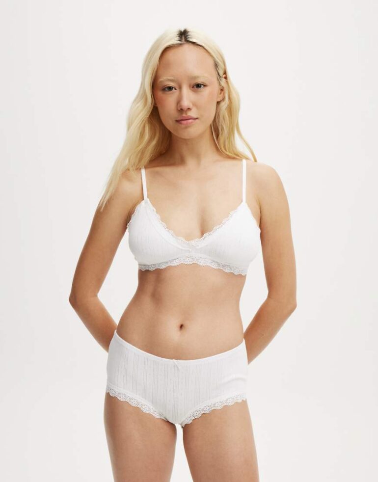 Cotton On Cotton lace triangle padded bralette in white