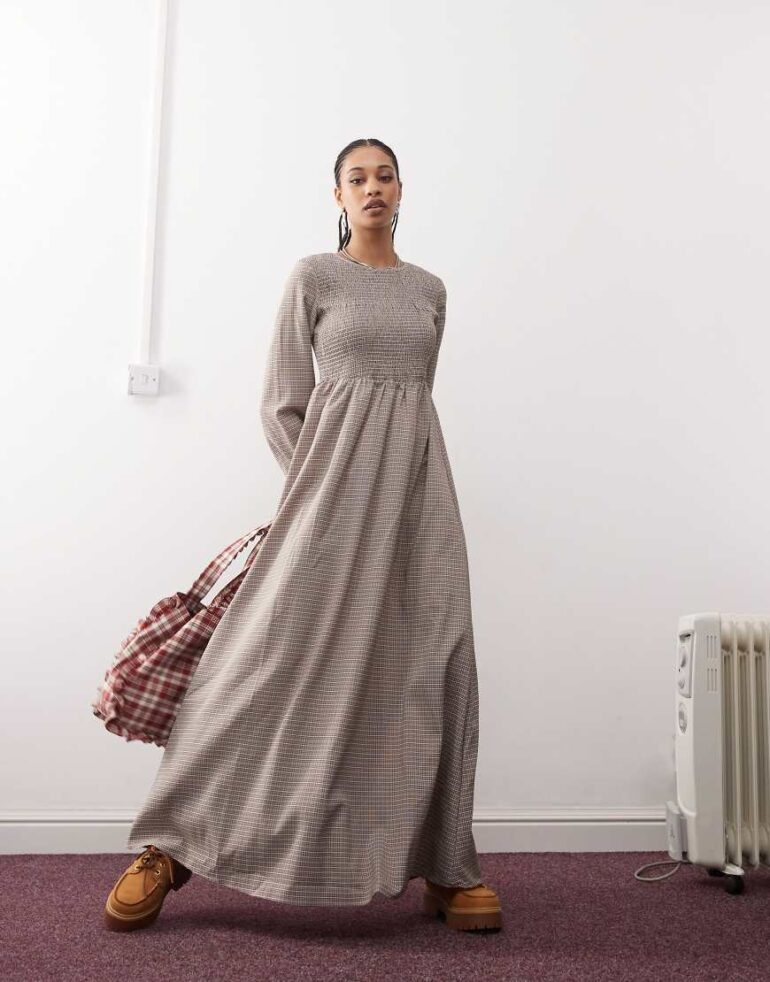 Daisy Street maxi smock dress in multi check