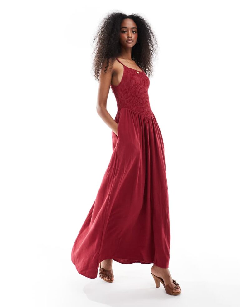 Daisy Street v shape bodice maxi dress in red